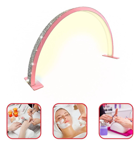 Luminária Arco Meia Lua Estética Maquiagem Cílios Salão Unha Cor Da Cúpula Rosa Cor Da Estrutura Rosa 110v/220v (bivolt)