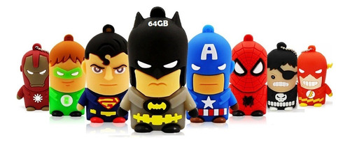 Kit 4 U. Pen Drive 64gb Batman S. Man H. Aranha E C. América