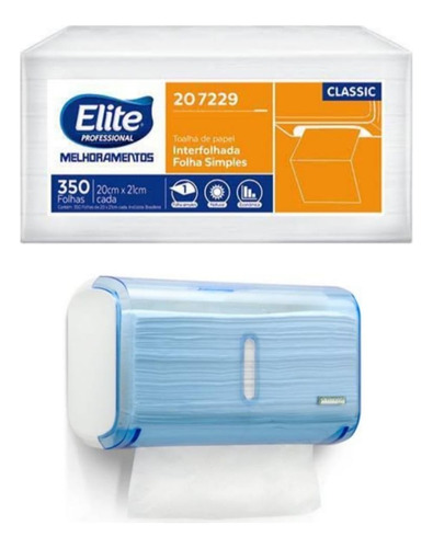 Kit Porta Papel Toalha Azul + Folha Simples Elite 207229