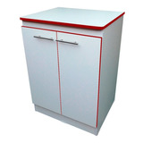 Mueble Base Cocina Blanco / Rojo 2 Puertas 84 X 60 X 50