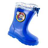 Botas Lluvia Impermeable Mario Bros Juego Niño Moda 612 Azul