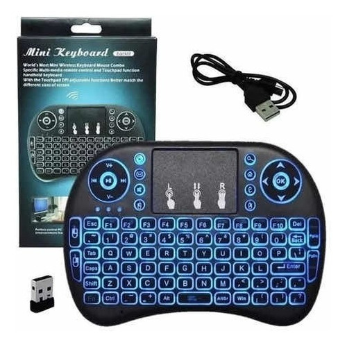 Mini Teclado Controle Sem Fio Led Wireless Mouse Touch