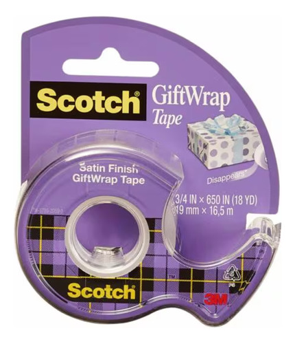 Scotch Cinta Para Regalo Con Dispenser 19 Mm X 16.5 M