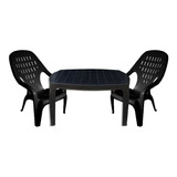 Oferta Juego De 2 Sillones Siesteros Negros + 1 Mesa Ratona 