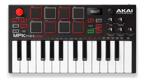 Teclado Controlador Midi Akai Mpk Mini Play 25 Teclas 8 Pads