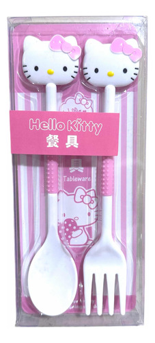 Set De Cubiertos Cuchara Y Tenedor Bebé Y Niños Hello Kitty