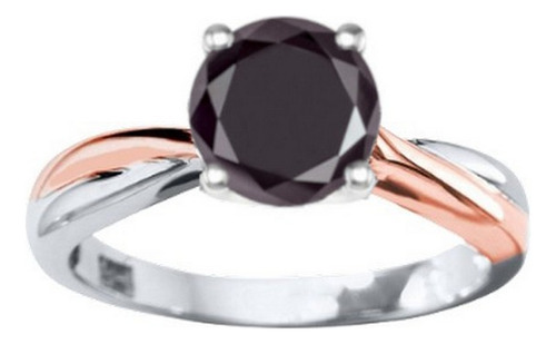 Anillo Bicolor Diamante Negro Oro 14k Certificado M. Darling