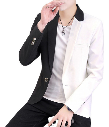 Blazer Trajes Chaqueta Saco Moda For Hombre Color Bloqueo