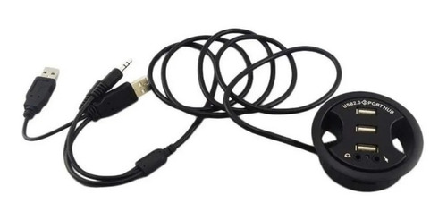 Pasacables Redondo C Puertos Usb Auricular Y Mic Escritorio