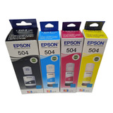 Kit 4 Botellas Tinta Epson 504 Negro Cian Magenta Amarillo