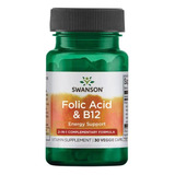 Swanson Acido Folico Y Vitamina B12 30 Vegcaps Sabor Sin Sabor