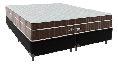 Cama + Box Queen Size Preta New Aspen Frete Grátis 158x198