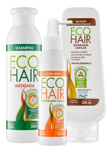 Eco Hair Combo Anticaida Crecimiento Cabello Locion+sham+aco