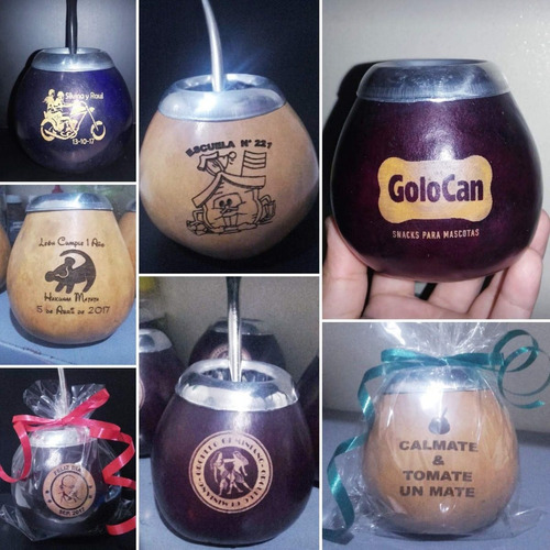 Souvenirs Mates Personalizados Con Bombilla Grandes X 10u !