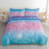 Roscloud Kids Mermaid Scale Twin/full Comforter Sets Rainbow