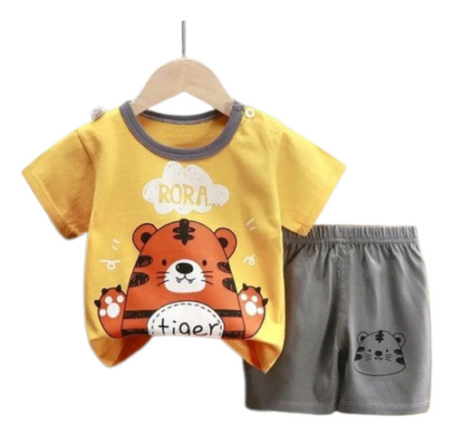 Pijama Niño Algodon Manga Corta Short Tigre Kel