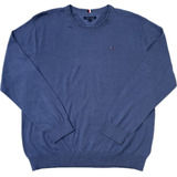 Sweater Tommy Hilfiger De Hombre Liso Azul