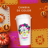Vaso Reusable Starbucks Día De Muertos Cambio Color Brilla