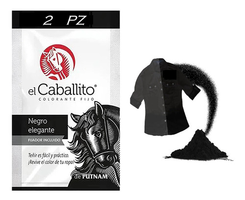 Colorante Caballito Telas Ropa Polvo Negro Elegante (2pz)