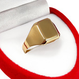 Anillo Oro 18k Sello Mujer Cuadrado Grabar Joyas Mayre