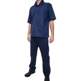 Kit Conjunto Camisa + Calça Brim Operacional Empresa Marinho