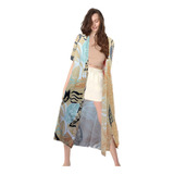 Kimono Largo Fibrana Estampada Talle Grande