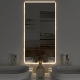 Espelho Retangular Iluminado Led 80 X 60 Lapidado Banheiro Cor Da Moldura Sem Moldura