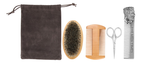 Set De Brocha Para Barba Y Bigote, Doble Cara, Peine Y Tijer