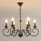 Candelabro De Metal Clásico Negro De 6 Luces Con Forma De Ca