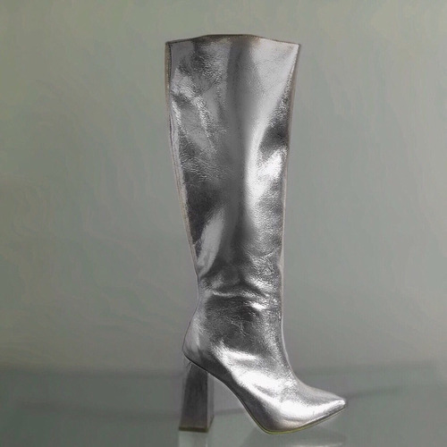 Bota Bacheror  Cuero Plata