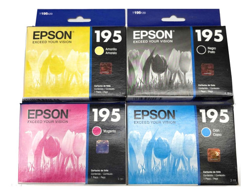 Paq 4 Pzas Cartucho Original Epson 195 Negro / Colores