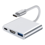 Adaptador 3 En 1 Hdmi Usb 3.0 Tipo C Laptop Macbook