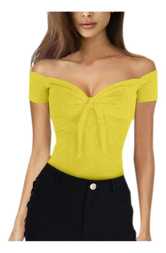 Q - Blusa Corta Con Hombros Descubiertos Para Mujer 3332