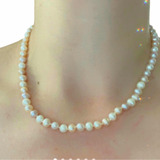 Collar Perlas Cultivadas Akoya Blancas Y Púrpura 7-8mm Genui