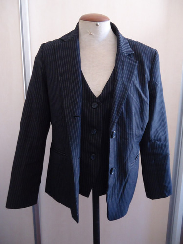 Kit De Blazer + Colete Feminino Risca De Giz Tam P Usado