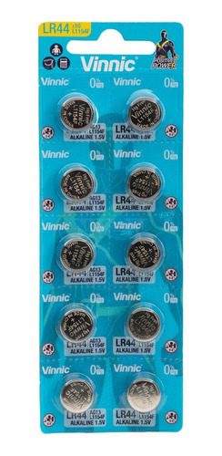 Pila Vinnic Botón Lr44 A76 Ag13 L1154f Blister X10u 1.5v