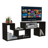 Rack Extensible Tv 40 + Biblioteca Cubo + Arrimo - Wengue