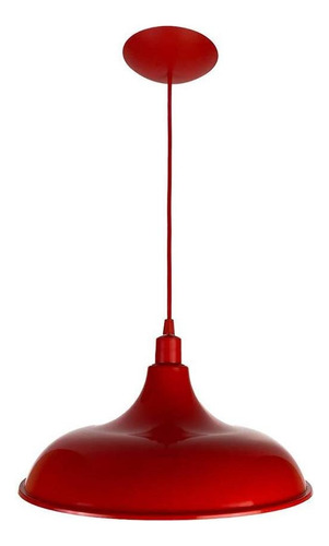 Lustre Luminária Pendente Utron Prato Bedd Estilo Retrô 32cm Cor Vermelho