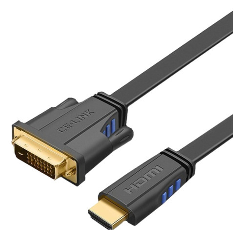 Cabo Hdmi X Dvi 24+1 Flat 15m Hdmatters Transmissão 1080p, Contatos Ouro, Bi-direcional, Alta Durabilidade - Ideal P/ Ambientes Amplos