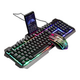 Teclado Y Mouse Gamer Profesional Impermeable Holder Celular