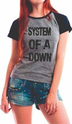 Camiseta Raglan Baby Look System Of A Down Camisa Banda Rock