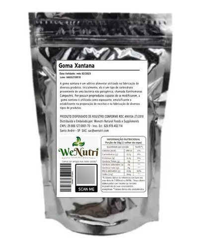 Goma Xantana 100% Pura 500g Wenutri