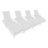 Kit 4 Cadeiras Catar Com Regulagem P/ Piscina, Área Externa Cor Branco
