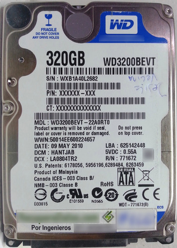 Western Digital Wd3200bevt-22a0rt0 320gb, 3084 Recuperodatos