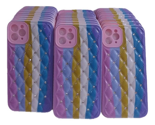 Lote 75 Fundas Para iPhone 11 Promax Arcoiris Con Brillos