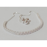 Bella Pulsera De Plata 925 Ajustable Con Cubics Zirconia.