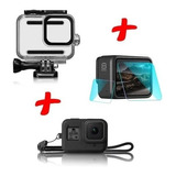 Kit 3 Em 1 Caixa Estanque Capa Silicone Película Gopro Hero8