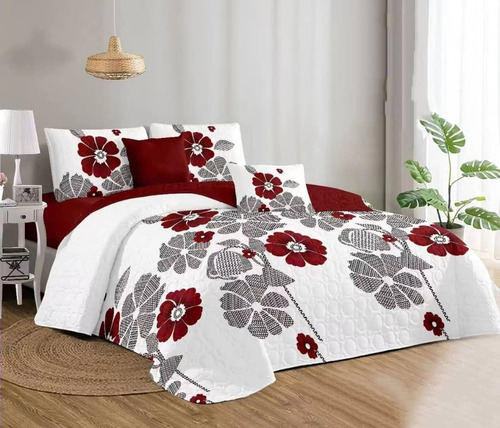 Cubrecama Quilt Estampado De Flores 2 Plaza Teng Fei