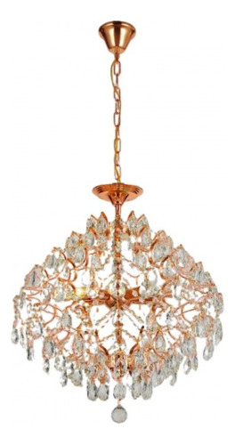 Lustre Pendente Pera Rosê Sindora Dcd00417 55cm Cristal E14 Cor Rosa Bivolt