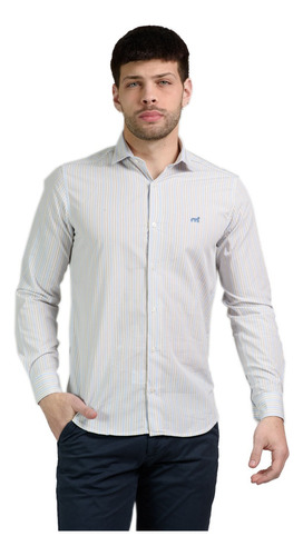 Camisa Rayada Bordada Slim Fit Hombre Mistral 35057-5